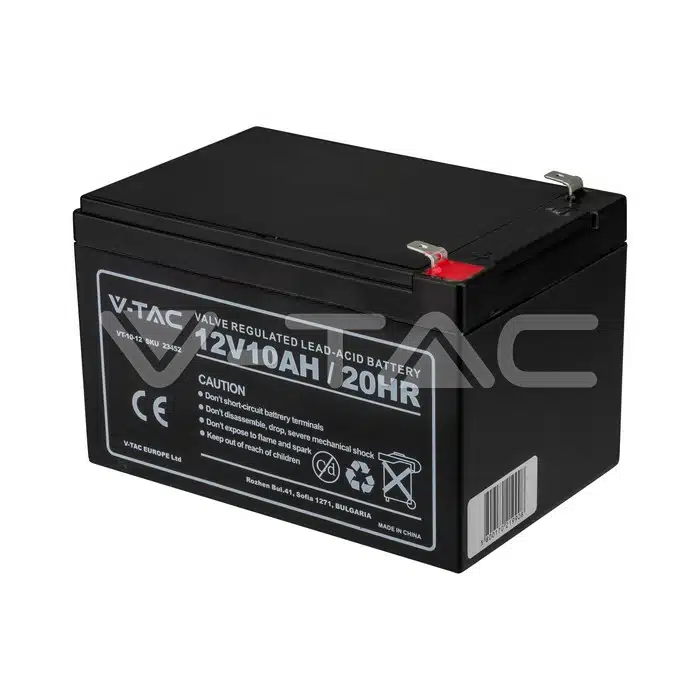 V-TAC VT-10-12 Blei-Säure-Batterie 12V 10Ah T2