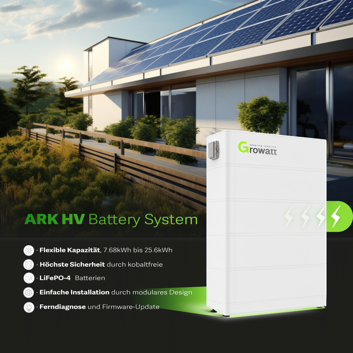 10,56 kWp JA Solar 440W Fullblack & 10 kW Growatt SPH10000TL3-BH-UP Wechselrichter mit 10,2kWh Growatt ARK H Speicher – Bild 4