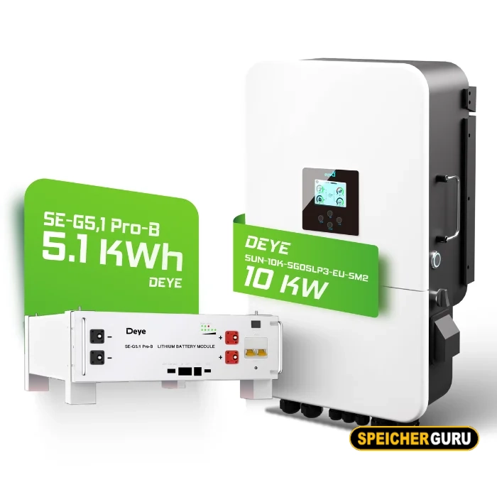 Deye Komplettset 10 kW Hybridwechselrichter (SUN-10K-SG05LP3-EU-SM2) & 5 kWh Batteriespeicher Deye SEG