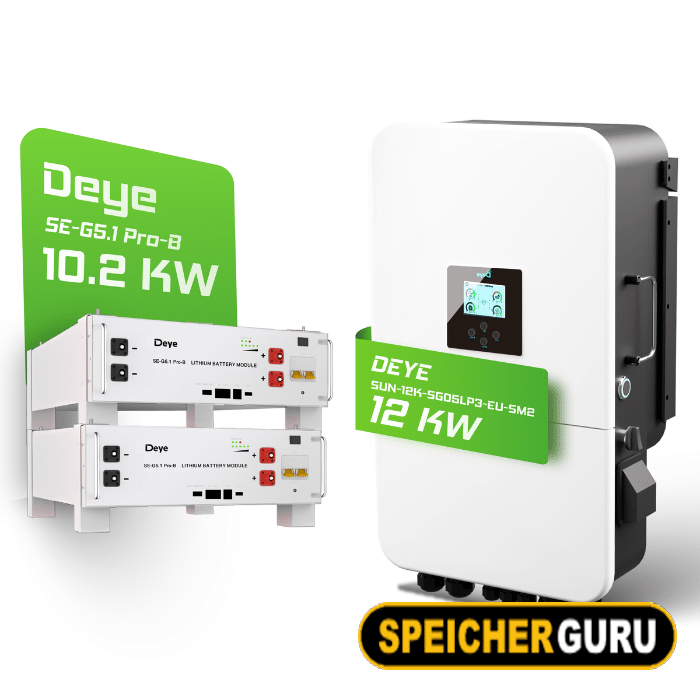 Deye Komplettset 12 kW Hybridwechselrichter (SUN-12K-SG04LP3-EU) & 10 kWh Batteriespeicher Deye SEG