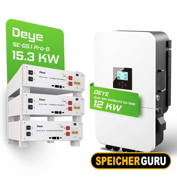 Deye Komplettset 12 kW Hybridwechselrichter (SUN-12K-SG04LP3-EU) & 15 kWh Batteriespeicher Deye SEG