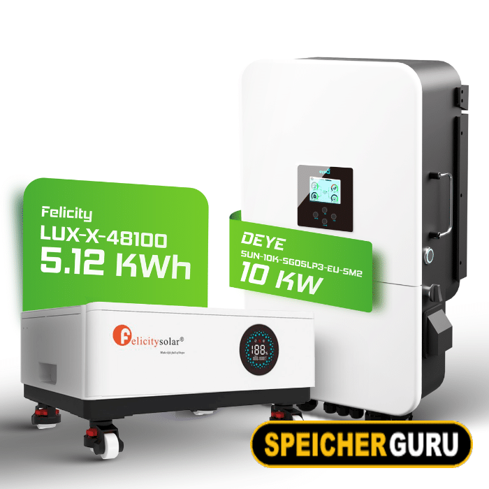 Deye/Felicity Komplettset 10 kW Hybridwechselrichter (SUN-10K-SG05LP3-EU-SM2) & 5,12 kWh Felicity Batteriespeicher