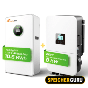 Deye/ Felicity Komplettset 8 kW Hybridwechselrichter (SUN-8K-SG05LP3-EU-SM2) & 10,5 kWh LUX-E-48200LG03 Felicity Batteriespeicher