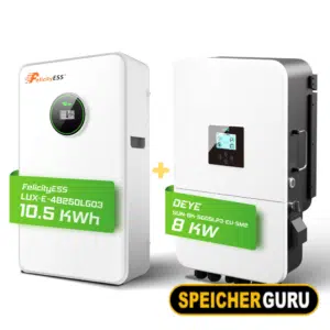 Deye/ Felicity Komplettset 8 kW Hybridwechselrichter (SUN-8K-SG05LP3-EU-SM2) & 10,5 kWh LUX-E-48200LG03 Felicity Batteriespeicher