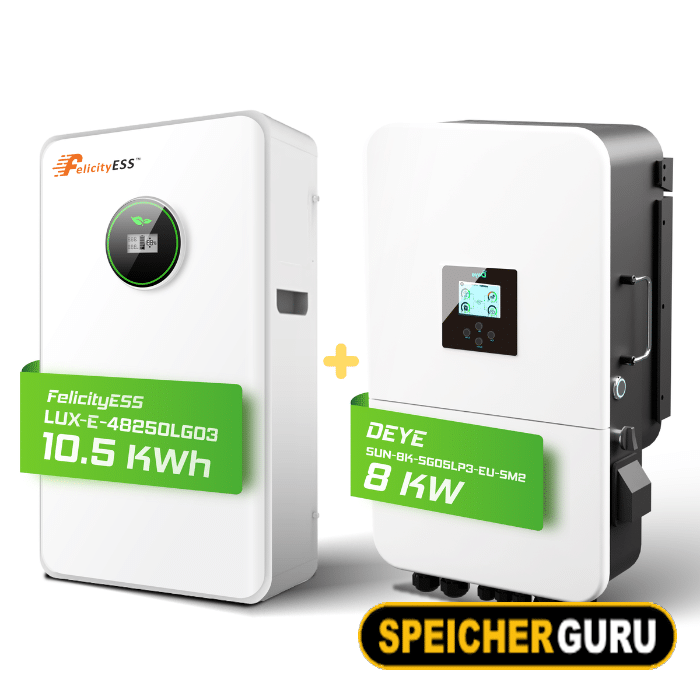 Deye/ Felicity Komplettset 8 kW Hybridwechselrichter (SUN-8K-SG05LP3-EU-SM2) & 10,5 kWh LUX-E-48200LG03 Felicity Batteriespeicher