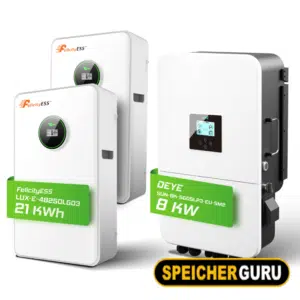 Deye/ Felicity Komplettset 8 kW Hybridwechselrichter (SUN-8K-SG05LP3-EU-SM2) & 21 kWh LUX-E-48200LG03 Felicity Batteriespeicher