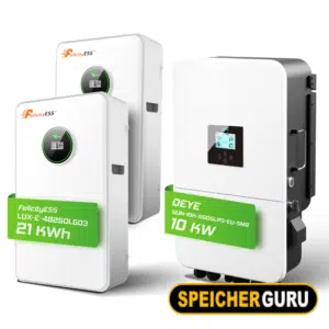 Deye/ Felicity Komplettset 10 kW Hybridwechselrichter (SUN-10K-SG05LP3-EU-SM2) & 21 kWh LUX-E-48200LG03 Felicity Batteriespeicher
