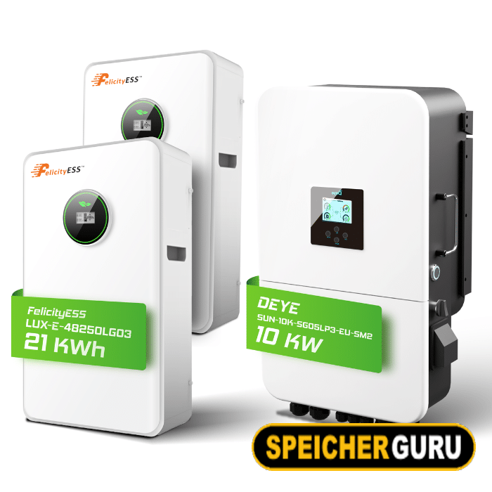 Deye/ Felicity Komplettset 10 kW Hybridwechselrichter (SUN-10K-SG05LP3-EU-SM2) & 21 kWh LUX-E-48200LG03 Felicity Batteriespeicher