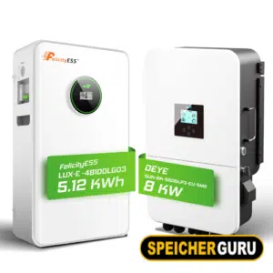 Deye/ Felicity Komplettset 8 kW Hybridwechselrichter (SUN-8K-SG05LP3-EU-SM2) & 10,2 kWh LUX-E-48100LG03 Felicity Batteriespeicher