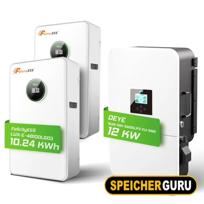 Deye/ Felicity Komplettset 12 kW Hybridwechselrichter (SUN-12K-SG04LP3-EU) & 10,2 kWh LUX-E-48100LG03 Felicity Batteriespeicher