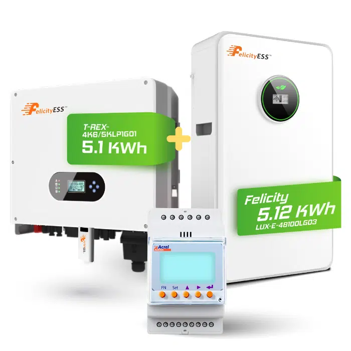 Felicity Komplettset 5 kW T-REX-5KLP1G01 & 5,12 kWh LUX-E-48100LG03 Felicity Wandspeicher