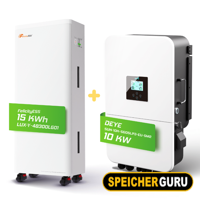 Deye/ Felicity Komplettset 10 kW Hybridwechselrichter (SUN-10K-SG05LP3-EU-SM2) & 15 kWh LUX-Y-48300LG01 Felicity Batteriespeicher