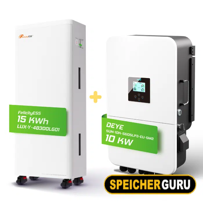 Deye/ Felicity Komplettset 10 kW Hybridwechselrichter (SUN-10K-SG05LP3-EU-SM2) & 15 kWh LUX-Y-48300LG01 Felicity Batteriespeicher