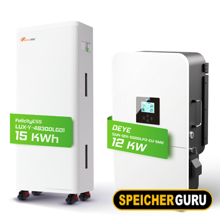 Deye/ Felicity Komplettset 12 kW Hybridwechselrichter (SUN-12K-SG04LP3-EU) & 15 kWh LUX-Y-48300LG01 Felicity Batteriespeicher