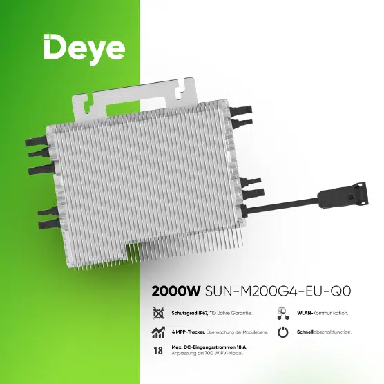 Deye SUN-M200G4-EU-Q0 2000w Mikro-Wechselrichter für 4 PV Module bis 2800Wpt – Bild 2