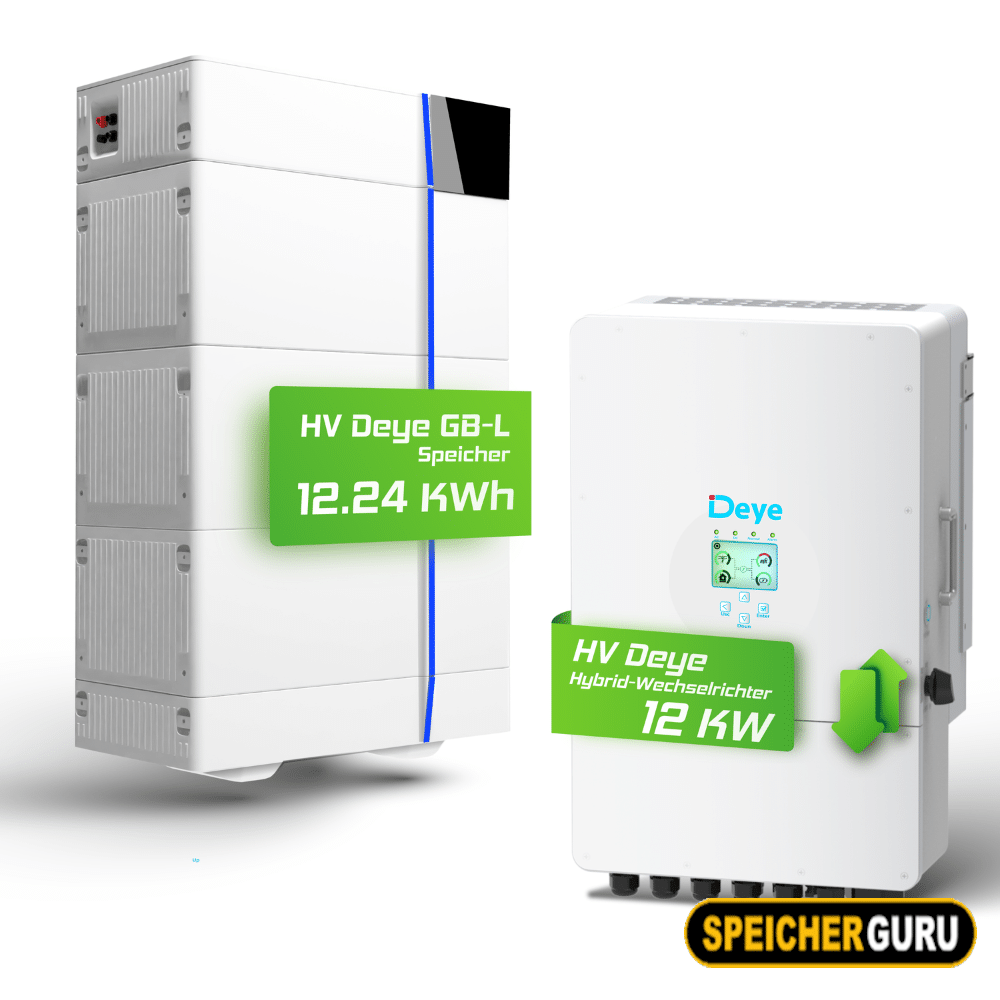 Deye Komplettset 12 kW Hochvolt Hybridwechselrichter (SUN-12K-SG01HP3-EU-AM2) & 12,24 kWh Hochvolt Batteriespeicher Deye GB-L