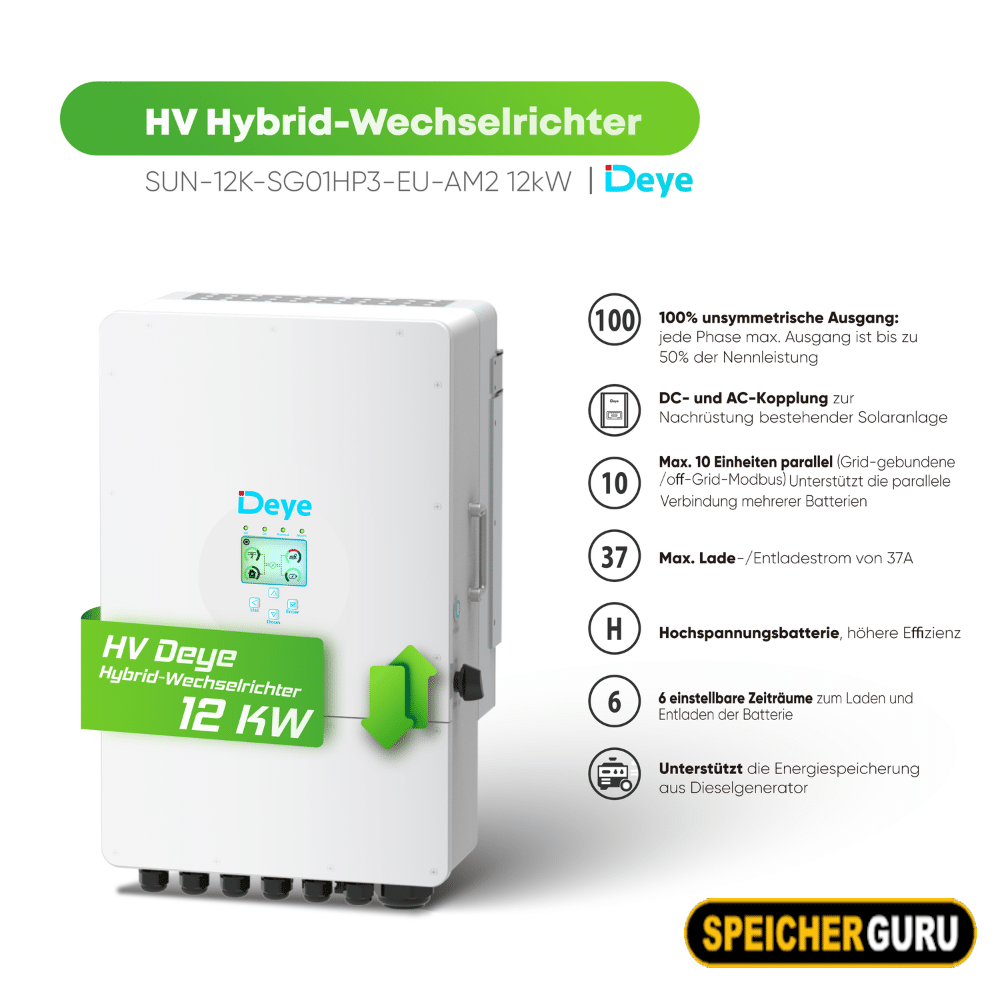 Deye Komplettset 12 kW Hochvolt Hybridwechselrichter (SUN-12K-SG01HP3-EU-AM2) & 20,40 kWh Hochvolt Batteriespeicher Deye GB-L – Bild 4