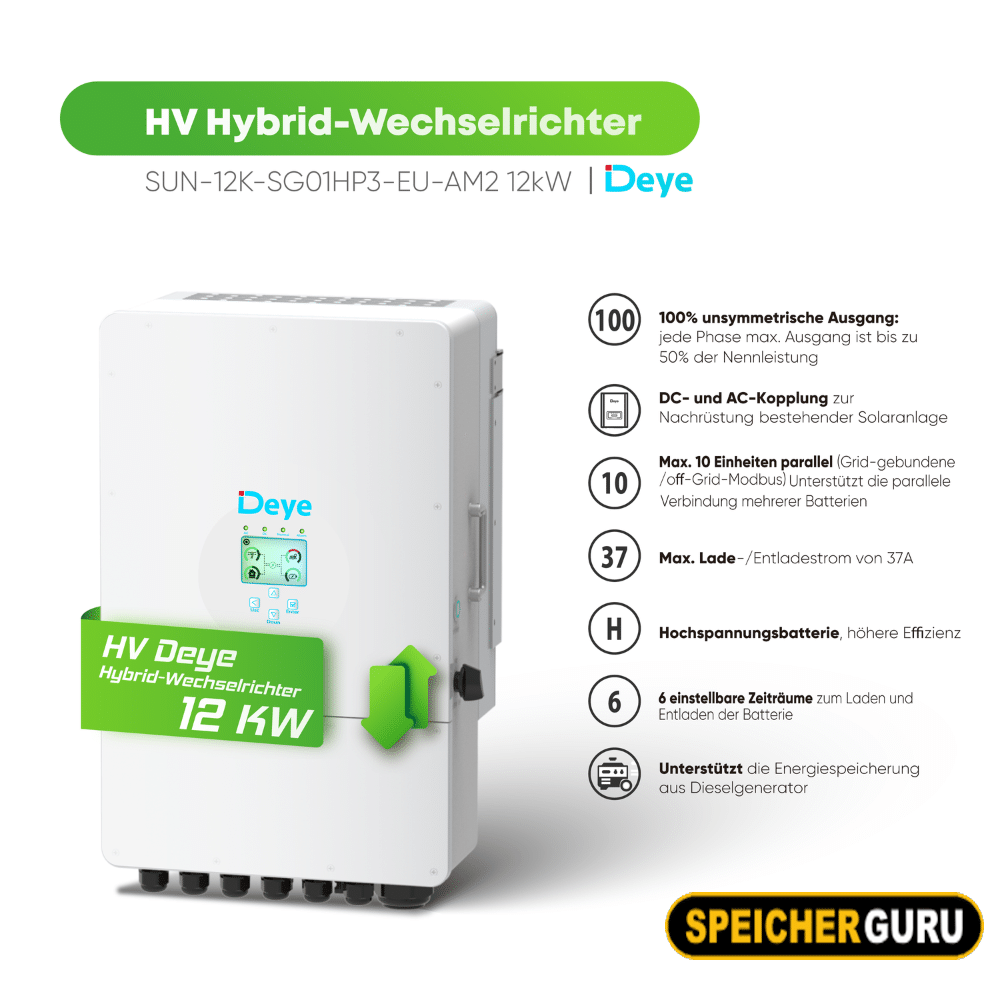 Deye Komplettset 12 kW Hochvolt Hybridwechselrichter (SUN-12K-SG01HP3-EU-AM2) & 24,48 kWh Hochvolt Batteriespeicher Deye GB-L – Bild 4