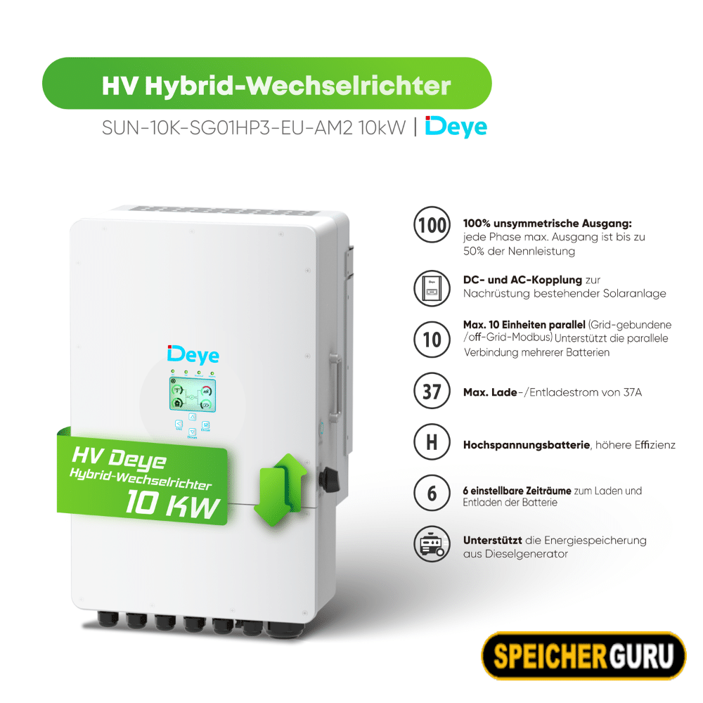 Deye Komplettset 10 kW Hochvolt Hybridwechselrichter (SUN-10K-SG01HP3-EU-AM2) & 20,40 kWh Hochvolt Batteriespeicher Deye GB-L – Bild 4