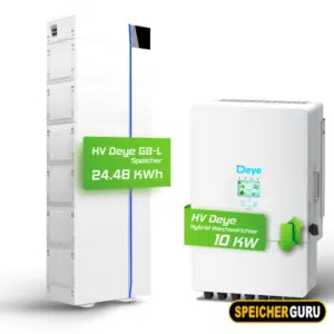 Deye Komplettset 10 kW Hochvolt Hybridwechselrichter (SUN-10K-SG01HP3-EU-AM2) & 24,48 kWh Hochvolt Batteriespeicher Deye GB-L