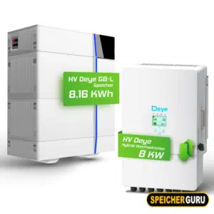 Deye Komplettset 8 kW Hochvolt Hybridwechselrichter (SUN-8K-SG01HP3-EU-AM2) & 8,16 kWh Hochvolt Batteriespeicher Deye GB-L