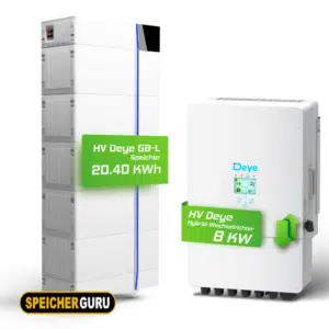 Deye Komplettset 8 kW Hochvolt Hybridwechselrichter (SUN-8K-SG01HP3-EU-AM2) & 20,40 kWh Hochvolt Batteriespeicher Deye GB-L