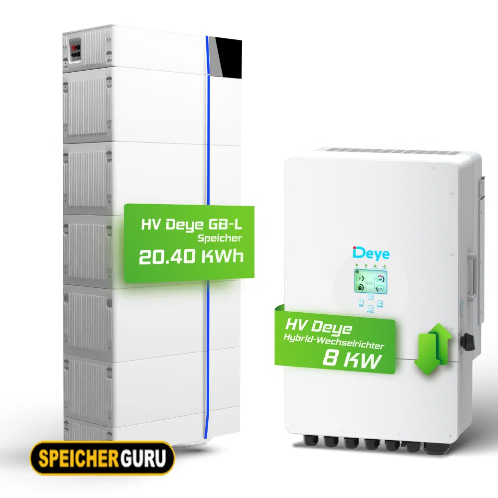 Deye Komplettset 8 kW Hochvolt Hybridwechselrichter (SUN-8K-SG01HP3-EU-AM2) & 20,40 kWh Hochvolt Batteriespeicher Deye GB-L