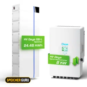 Deye Komplettset 8 kW Hochvolt Hybridwechselrichter (SUN-8K-SG01HP3-EU-AM2) & 24,48 kWh Hochvolt Batteriespeicher Deye GB-L