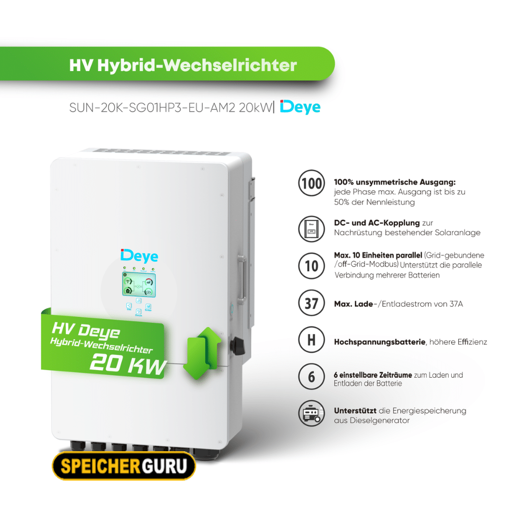 Deye Komplettset 20 kW Hochvolt Hybridwechselrichter (SUN-20K-SG01HP3-EU-AM2) & 20,40 kWh Hochvolt Batteriespeicher Deye GB-L – Bild 4