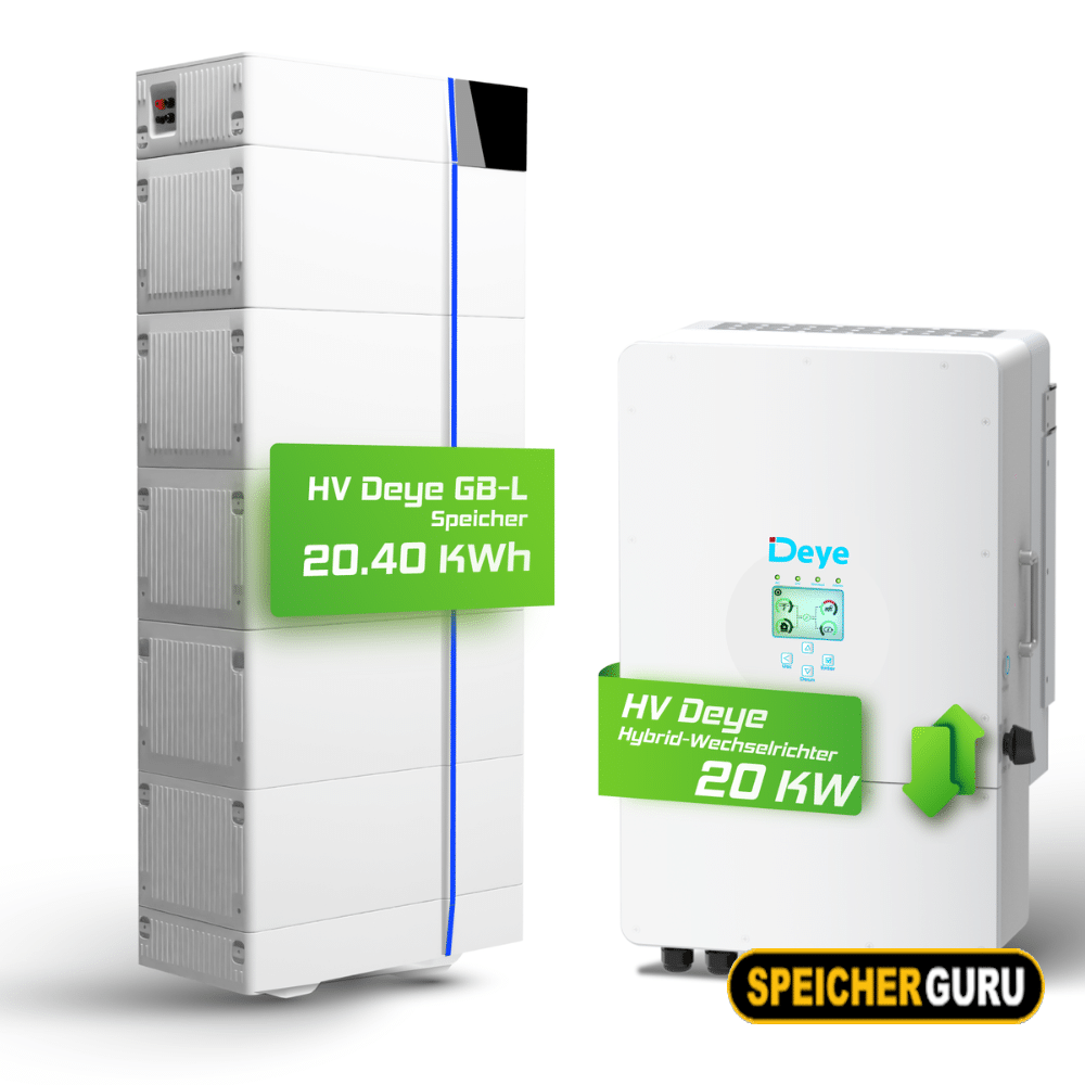Deye Komplettset 20 kW Hochvolt Hybridwechselrichter (SUN-20K-SG01HP3-EU-AM2) & 20,40 kWh Hochvolt Batteriespeicher Deye GB-L
