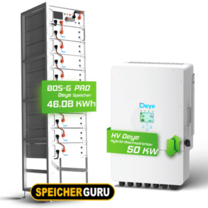 Deye Komplettset 50 kW Hochvolt Hybridwechselrichter (SUN-50K-SG01HP3-EU-BM4) & 46,08 kWh Hochvolt Batteriespeicher Deye BOS-G