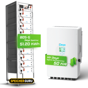 Deye Komplettset 50 kW Hochvolt Hybridwechselrichter (SUN-50K-SG01HP3-EU-BM4) & 51,20 kWh Hochvolt Batteriespeicher Deye BOS-G