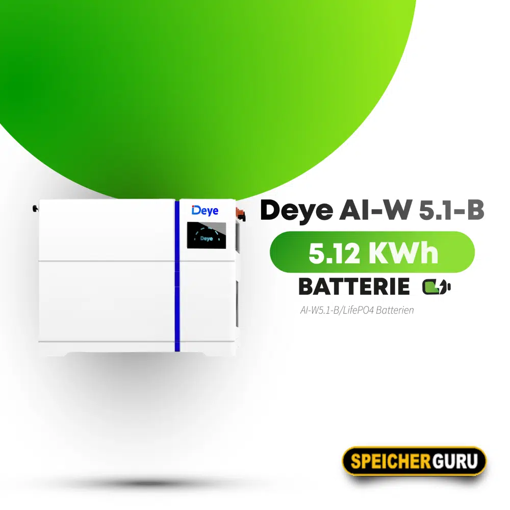 Deye Komplettset 8 kW Hybridwechselrichter (SUN-8K-SG05LP3-EU-SM2) & 5,12 kWh Batteriespeicher Deye AI-W5.1-B