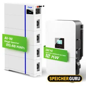 Deye Komplettset 12 kW Hybridwechselrichter (SUN-12K-SG04LP3-EU) & 20,48 kWh Batteriespeicher Deye AI-W5.1-B