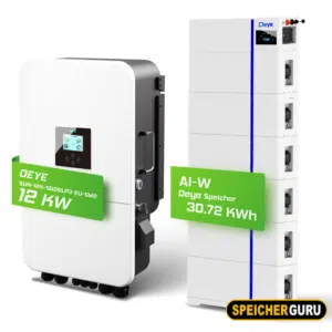 Deye Komplettset 12 kW Hybridwechselrichter (SUN-12K-SG04LP3-EU) & 30,72 kWh Batteriespeicher Deye AI-W5.1-B