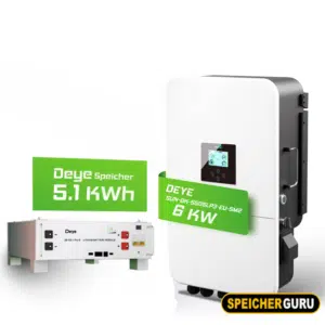 Deye Komplettset 6 kW Hybridwechselrichter (SUN-6K-SG04LP3-EU) & 5 kWh Batteriespeicher Deye SEG