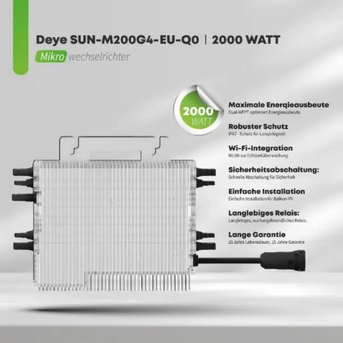 SunLit/Deye Set für Balkonkraftwerke mit 2000W Mikrowechselrichter (SUN-M200G4-EU-Q0) & Kopfspeicher (BK215) – Bild 9
