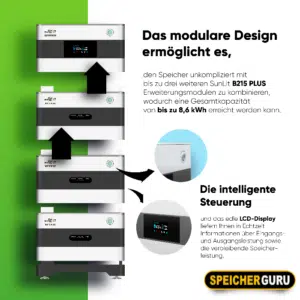 SunLit/Deye Set für Balkonkraftwerke mit 2000W Mikrowechselrichter (SUN-M200G4-EU-Q0) & Kopfspeicher (BK215)