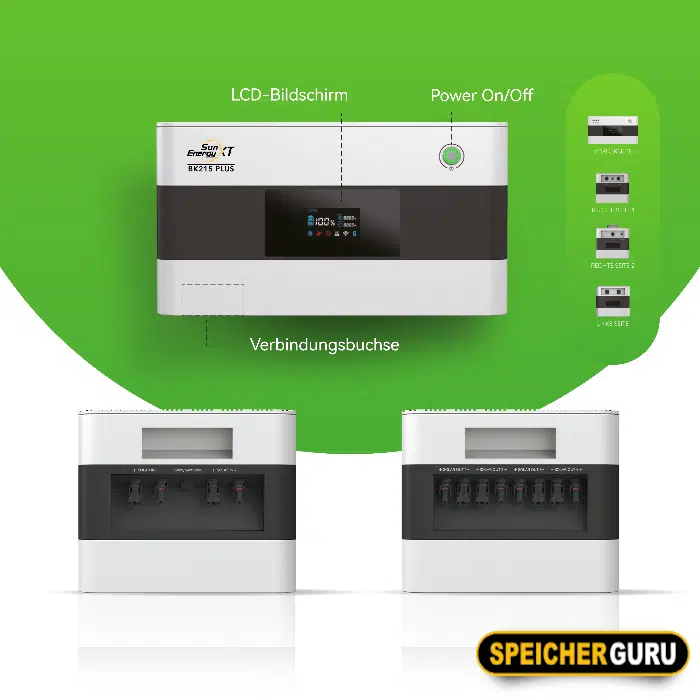 SunLit/Deye Set für Balkonkraftwerke mit 2000W Mikrowechselrichter (SUN-M200G4-EU-Q0) & Kopfspeicher (BK215) – Bild 2