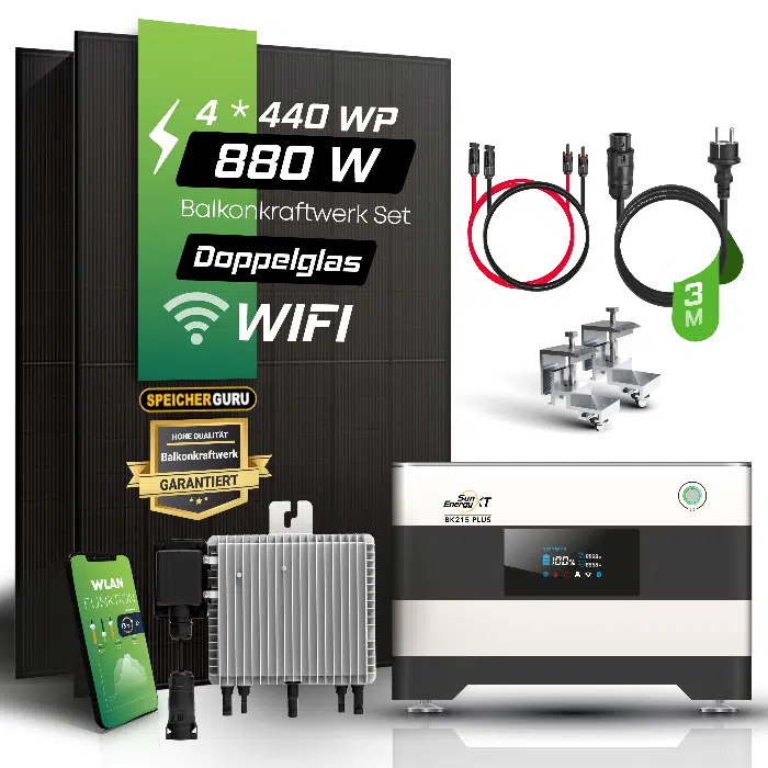 800W Balkonkraftwerk Komplettset (880Wp) - Deye 800W Mikrowechselrichter - SunLit BK 215 - JA Solar 440W