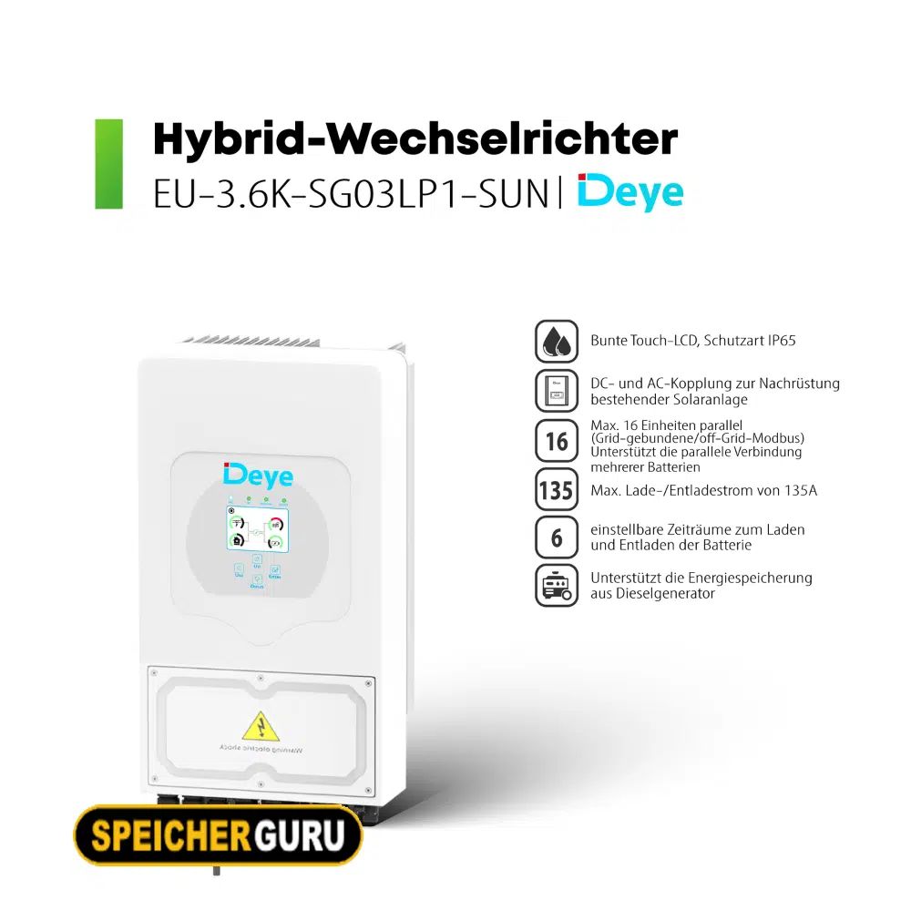 Deye SUN-3.6K-SG03LP1-EU 3,6kW Hybrid-Wechselrichter & 2,4 kWh Batteriespeicher Dyness B4850 – Bild 3