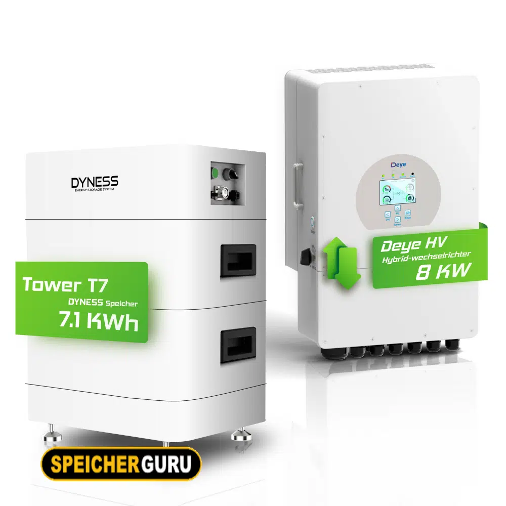 Deye Komplettset 8 kW Hochvolt Hybridwechselrichter (SUN-8K-SG01HP3-EU-AM2) & Dyness Tower T7 7,10 kWh Hochvolt Batteriespeicher