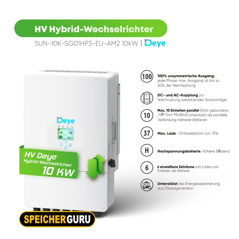 Deye Komplettset 10 kW Hochvolt Hybridwechselrichter (SUN-10K-SG01HP3-EU-AM2) & Dyness Tower T7 7,10 kWh Hochvolt Batteriespeicher – Bild 3