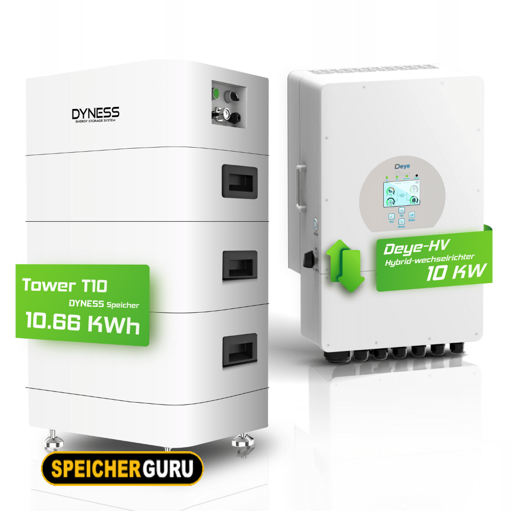 Deye Komplettset 10 kW Hochvolt Hybridwechselrichter (SUN-10K-SG01HP3-EU-AM2) & Dyness Tower T10 10,66 kWh Hochvolt Batteriespeicher