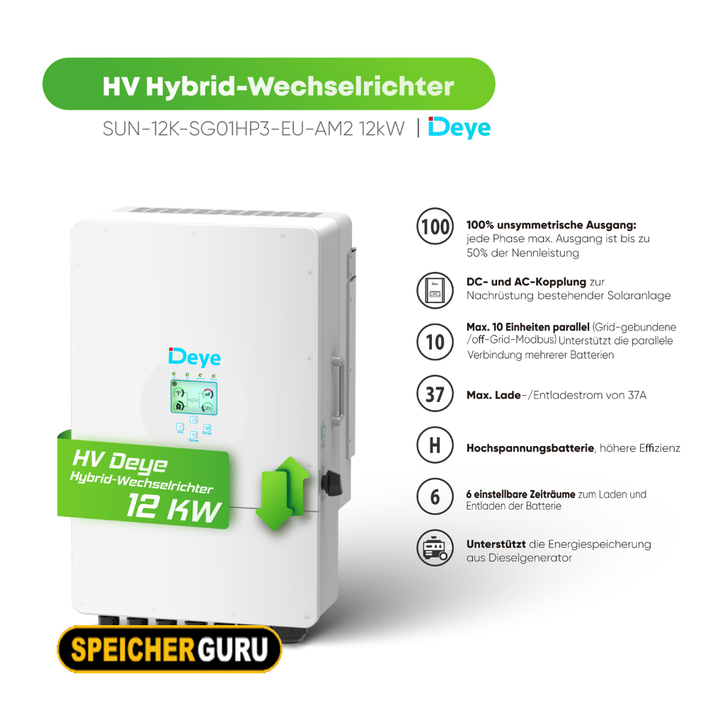 Deye Komplettset 12 kW Hochvolt Hybridwechselrichter (SUN-12K-SG01HP3-EU-AM2) & Dyness Tower T10 10,66 kWh Hochvolt Batteriespeicher – Bild 3