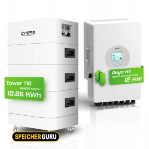 Deye Komplettset 12 kW Hochvolt Hybridwechselrichter (SUN-12K-SG01HP3-EU-AM2) & Dyness Tower T10 10,66 kWh Hochvolt Batteriespeicher