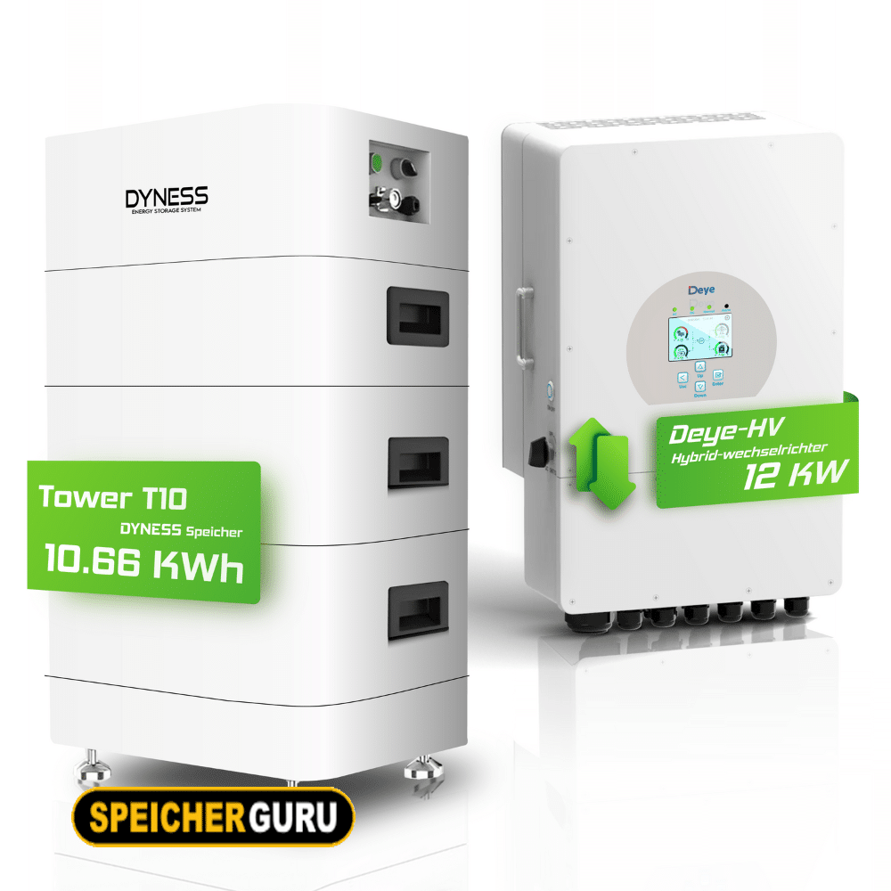 Deye Komplettset 12 kW Hochvolt Hybridwechselrichter (SUN-12K-SG01HP3-EU-AM2) & Dyness Tower T10 10,66 kWh Hochvolt Batteriespeicher