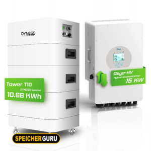 Deye Komplettset 15 kW Hochvolt Hybridwechselrichter (SUN-15K-SG01HP3-EU-AM2) & Dyness Tower T10 10,66 kWh Hochvolt Batteriespeicher