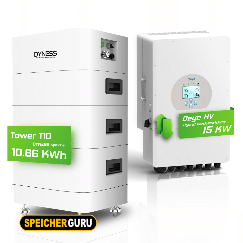 Deye Komplettset 15 kW Hochvolt Hybridwechselrichter (SUN-15K-SG01HP3-EU-AM2) & Dyness Tower T10 10,66 kWh Hochvolt Batteriespeicher