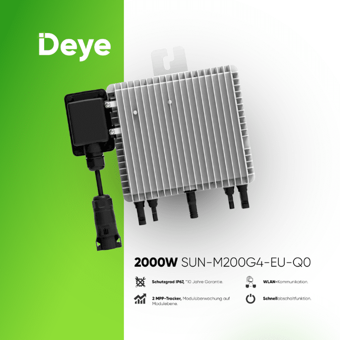 2000W Balkonkraftwerk Komplettset (1760Wp) - Deye 2000W Mikrowechselrichter - SunLit BK 215 - JA Solar 440W – Bild 3
